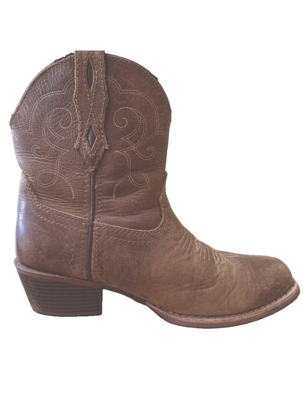 JUSTIN CHELLIE gypsy Western Boots Square Toe Tan Women Size 8B Short Cowgirl